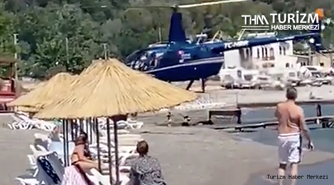 Halk plajına helikopterle inenleri otel sahibi böyle savundu!
