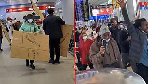 İstanbul Havalimanı'nda mahsur kalan turistler isyan çıkardı! Polis ablukaya aldı