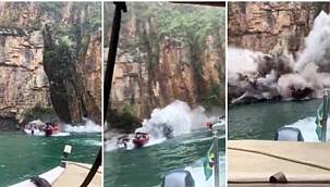 Turistlerin gezdiği tur teknelerinin üzerine kaya düştü! Çok sayıda ölü ve yaralı var