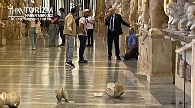 İsteği kabul edilmeyen turist müzedeki tarihi büstleri parçaladı!
