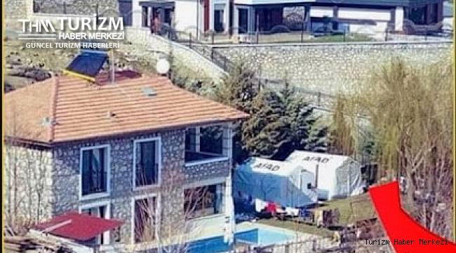 Malatya'da havuzlu villanın bahçesine AFAD çadırı kurdular!