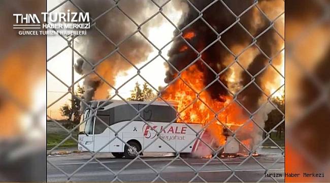 Seyir halindeki yolcu dolu otobüs alev topuna döndü!