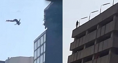 Hilton Otel'in çatısından kendini aşağıya bıraktı!
