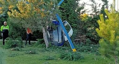 Afyonkarahisar'da otel bahçesine helikopter düştü!