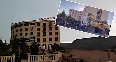 Ruhsatsız çalışan otelde yıkım gerginliği! Çalışanlar kendilerini odalara kilitledi