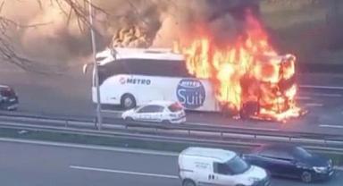 Metro Turizm otobüsü yine alev alev yandı!