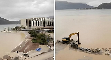 Sinpaş'ın Kızılbük'teki otel projesinde rezalet! Denizi çamura boğdu