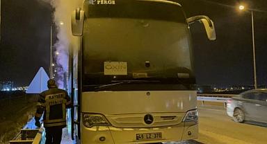 Kayseri'de turist dolu tur otobüsü alev alev yandı!