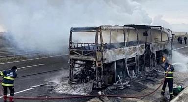 Başkent Turizm'e ait yolcu otobüsü alev topuna döndü!