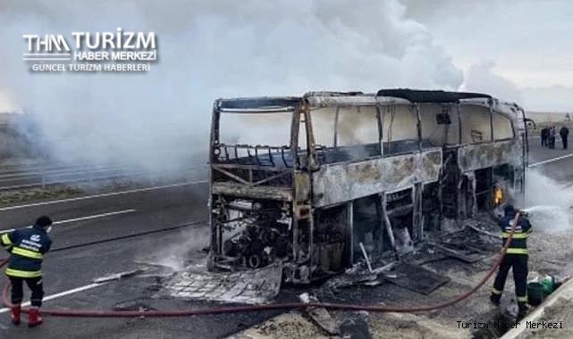 Başkent Turizm'e ait yolcu otobüsü alev topuna döndü!