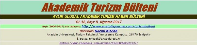 Akademik Turizm Bülteniʹnin Ağustos sayısı yayımlandı