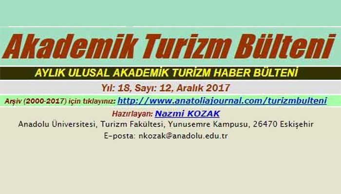 Akademik Turizm Bülteniʹnin Aralık sayısı yayımlandı