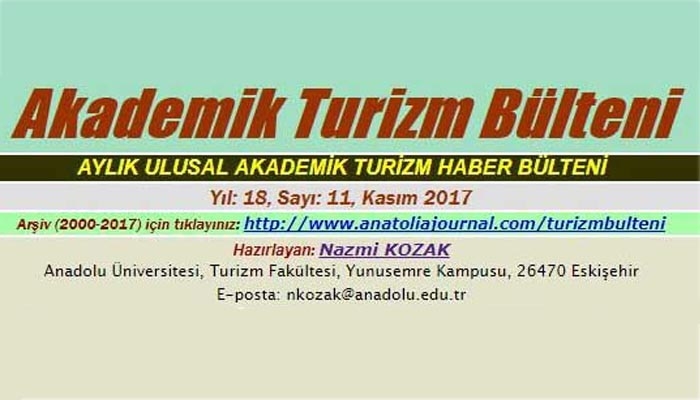 Akademik Turizm Bülteniʹnin Kasım sayısı yayımlandı