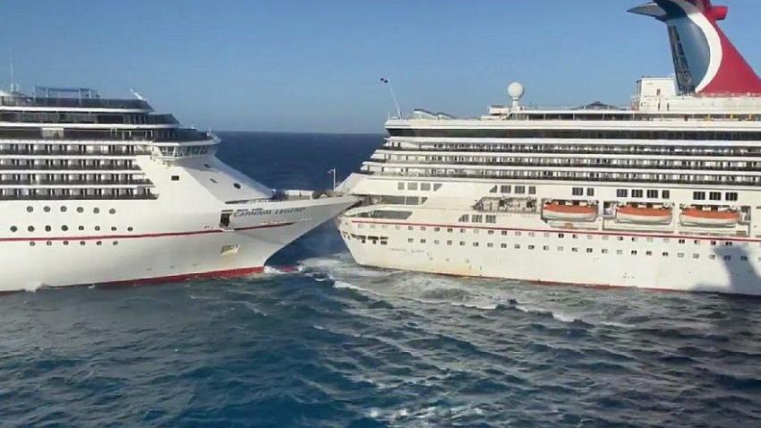 Turizm cennetinde facia! Dev kruvaziyerler çarpıştı