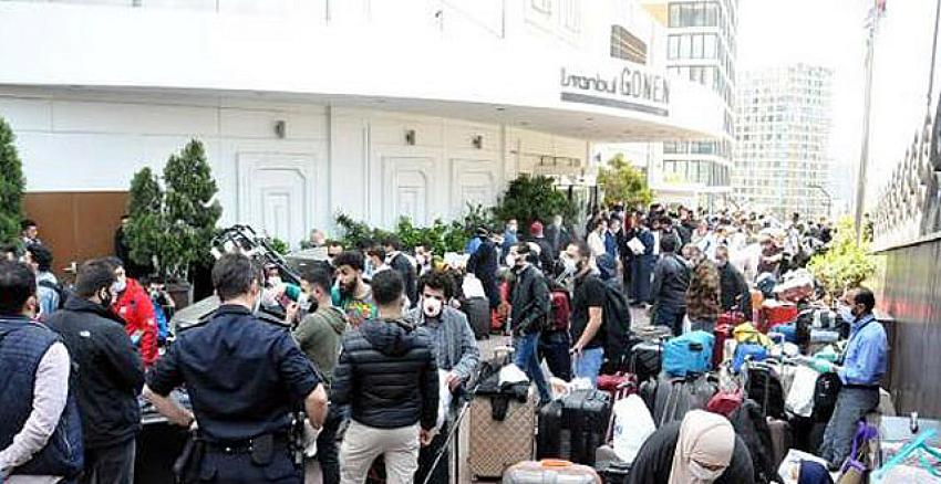 İstanbul Gönen Otel'de konaklayanlardan protesto! Ortalığı birbirine kattılar
