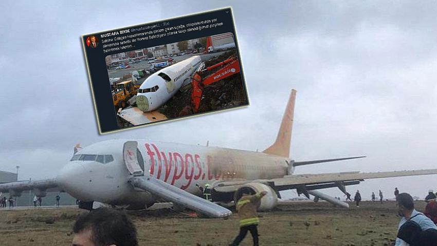 Pistten çıkan uçakla ilgili Yomra Belediyesi'nden otopark göndermesi!