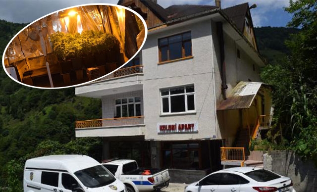Rizeʹde apart otelde özel odada hint keneviri ele geçirildi