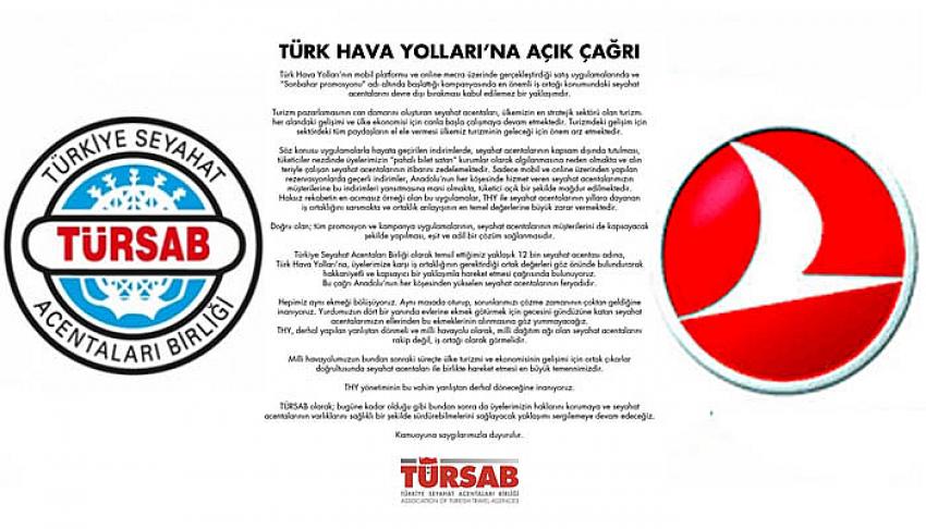 TÜRSAB'dan Türk Hava Yolları'na açık çağrı