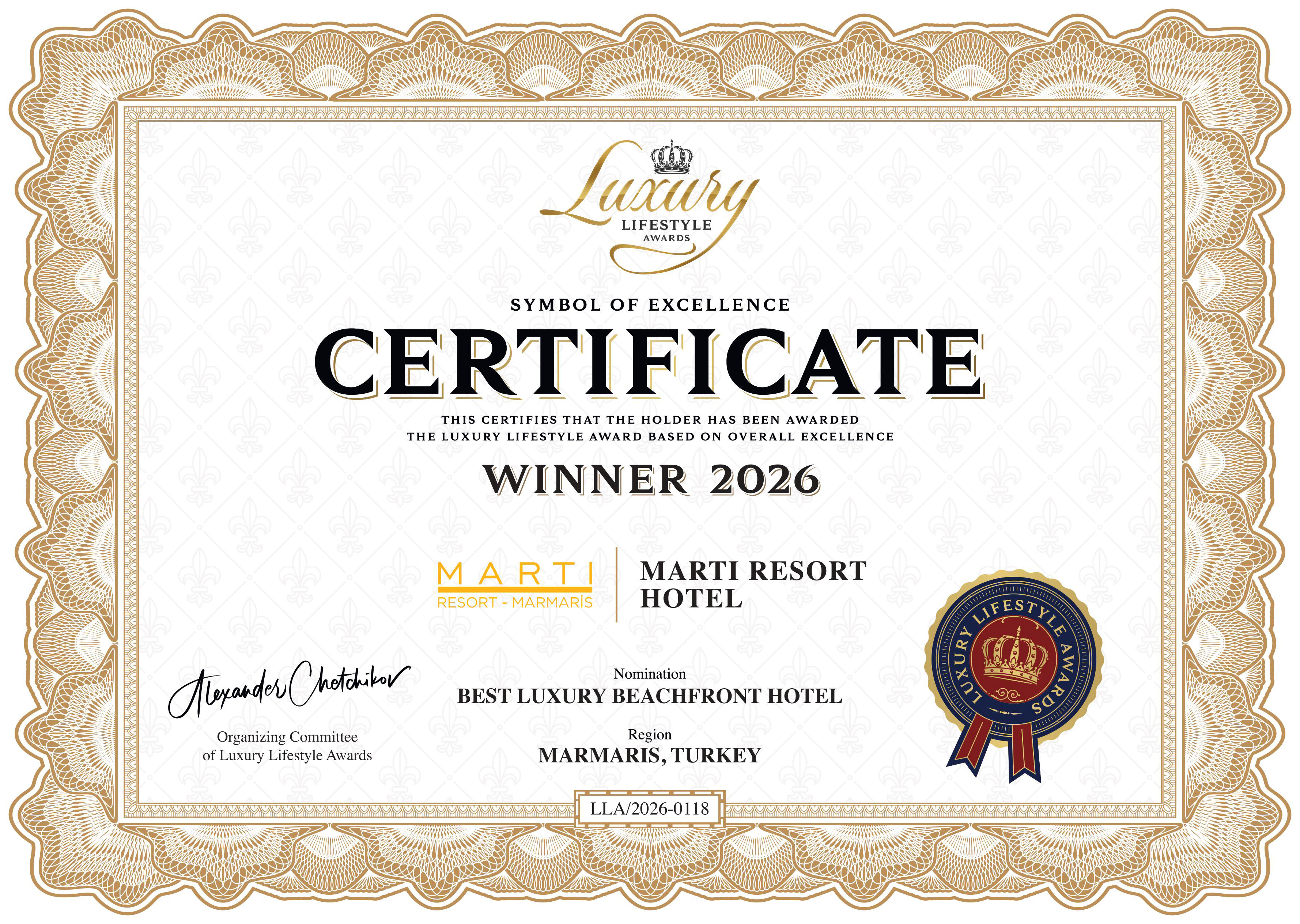 Martı Resort Marmaris’in En İyi Lüks Sahil Oteli seçildi