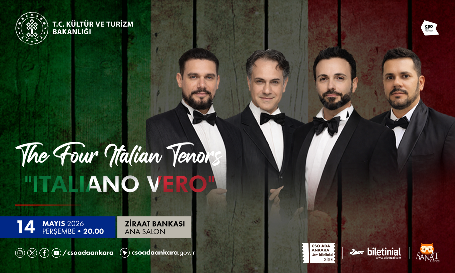 Dünyaca ünlü The Four Italian Tenors CSO Ada Ankara'da sahne alacak